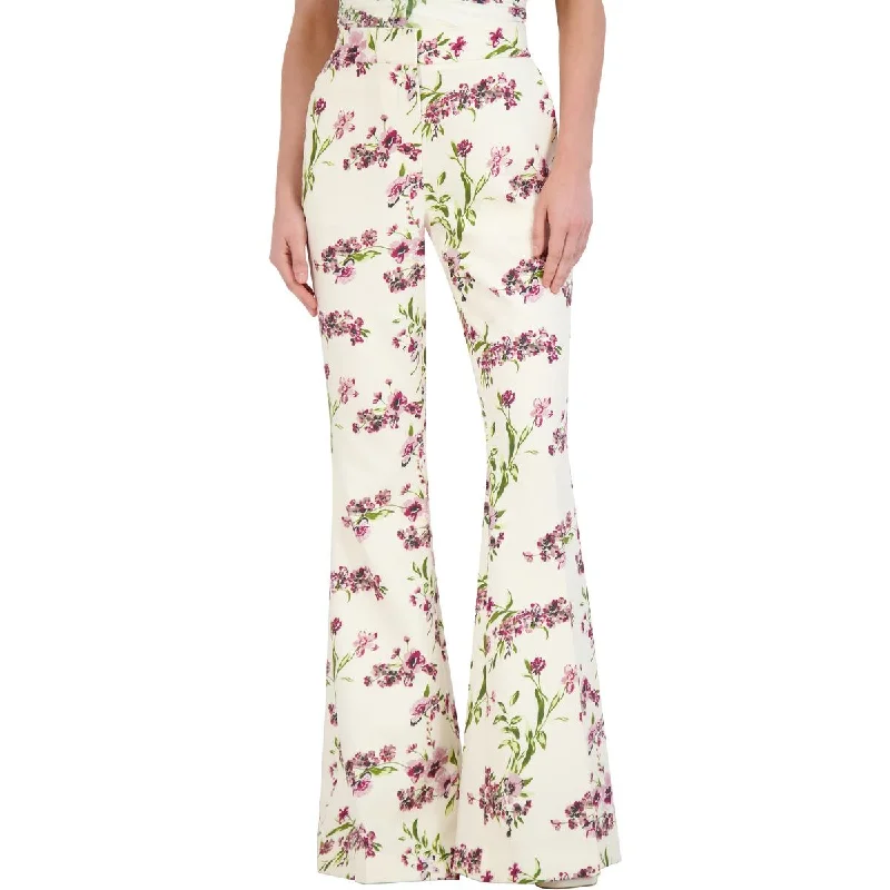 Casual Fit Wear BCBGMAXAZRIA Womens Crep High Waist Flared Pants