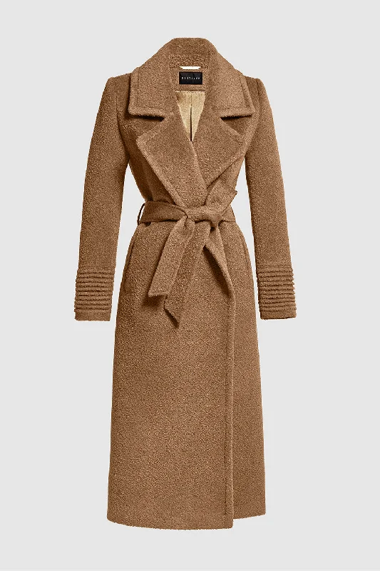 Soft Casuals Bouclé Alpaca Long Notched Collar Wrap Coat