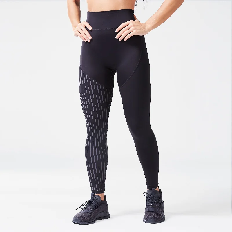 Effortless Dressing Code Asymmetric Graphic Leggings - Black