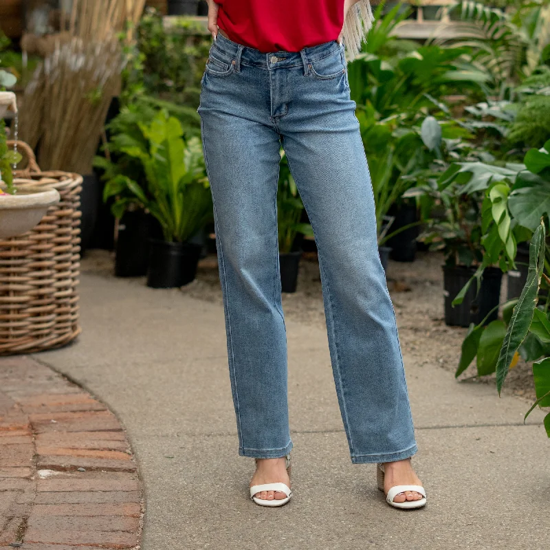 Relaxed Fashion Morning Mist Mid Rise Tummy Control Straight Leg Regular & Plus Sizes