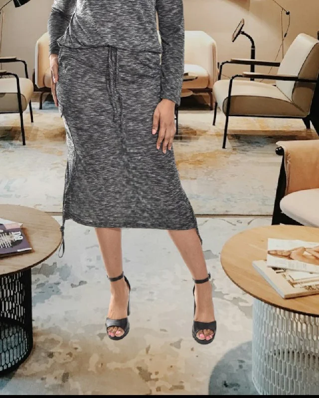 Soft Comfort Grey 3/4 Side Ruched Skirt Only