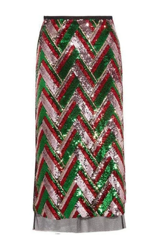 Warm Layers Sequinned Tulle Midi Skirt