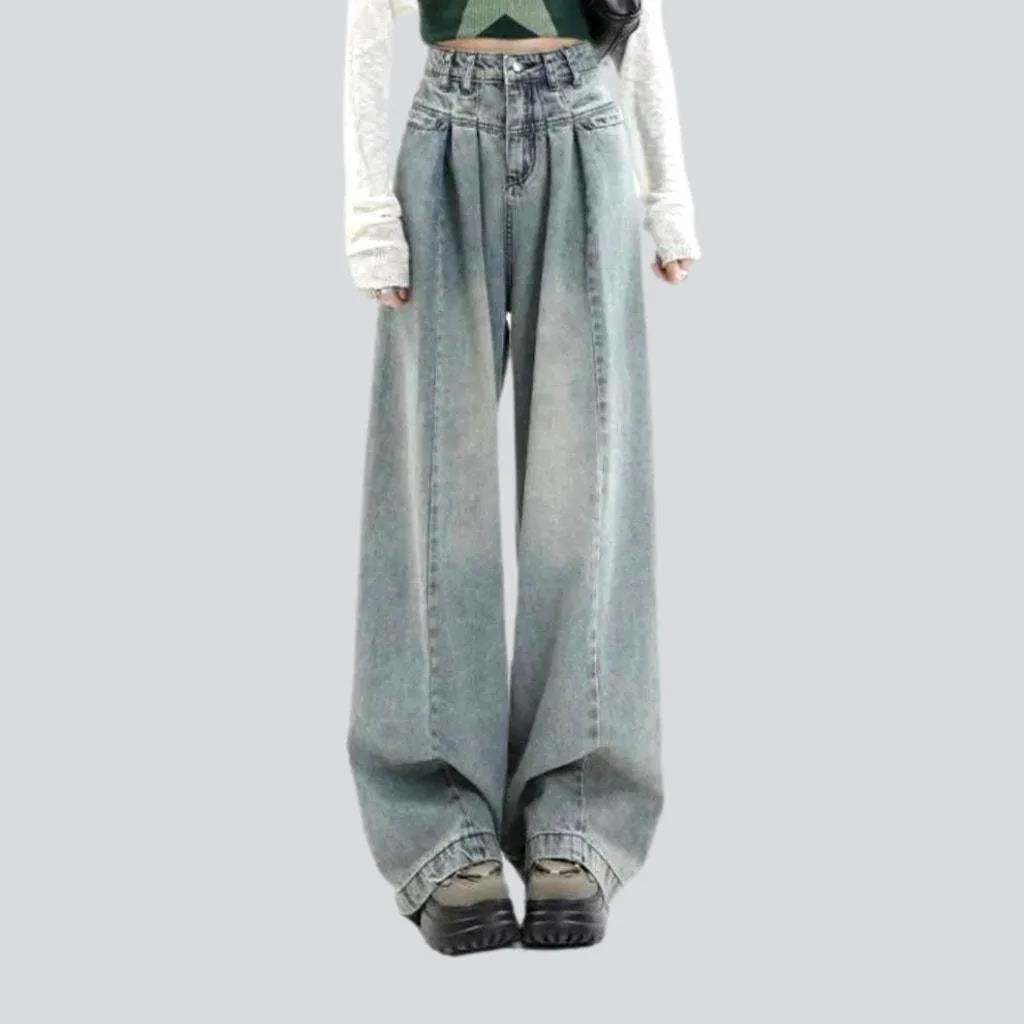 Easy Style Pleated waistline fashion jeans