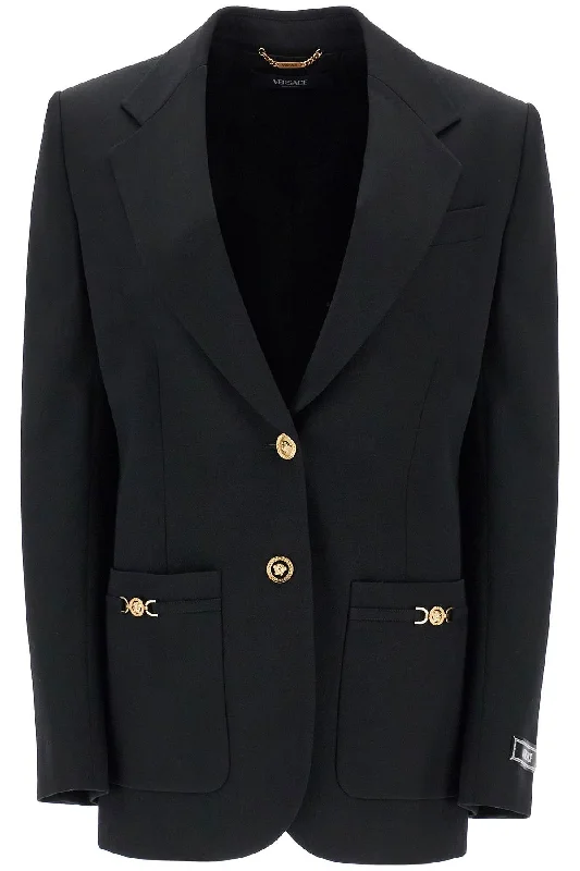 Light Fit Versace Women's Single-Breasted Wool Stretch Blazer