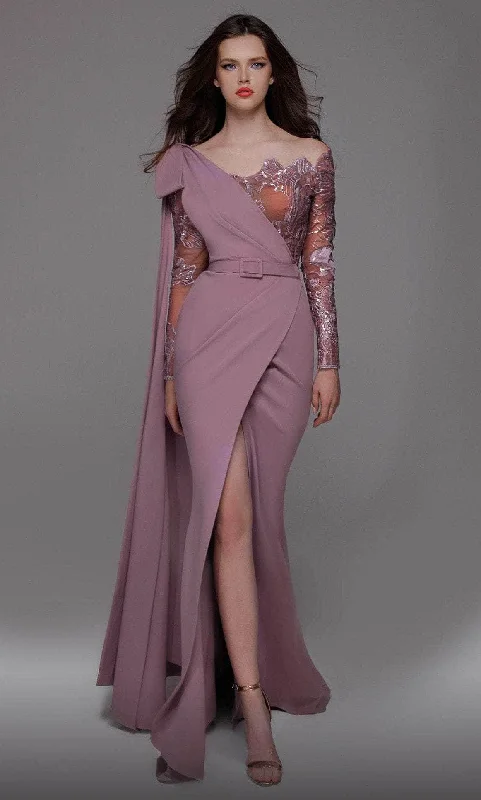 Relaxed Tops MNM Couture 2688 - Side Caped Crepe Formal Dress
