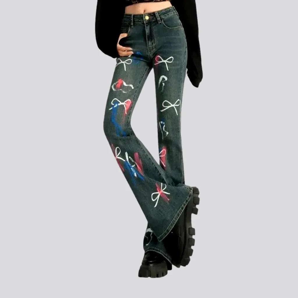 Basic Comfort Art patterned high waist women's jeans