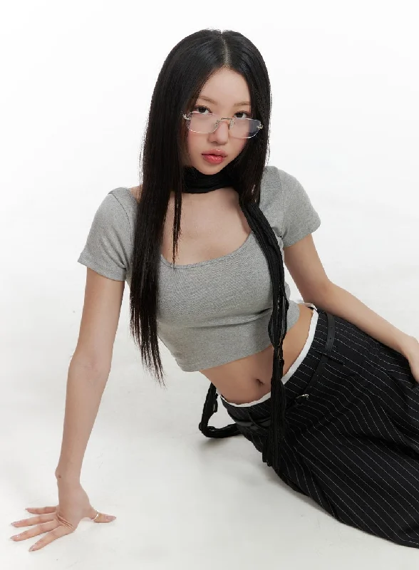 Breathable Style Square Neck Crop Top CA409