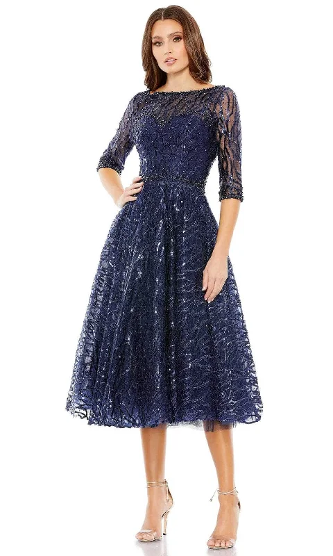Chic Comfort Mac Duggal A20252 - Embellished Quarter Sleeve Dress