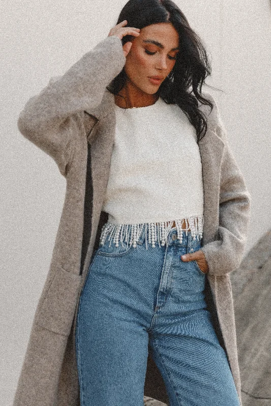 Simple Comfort Skylar Open Front Coatigan - Taupe