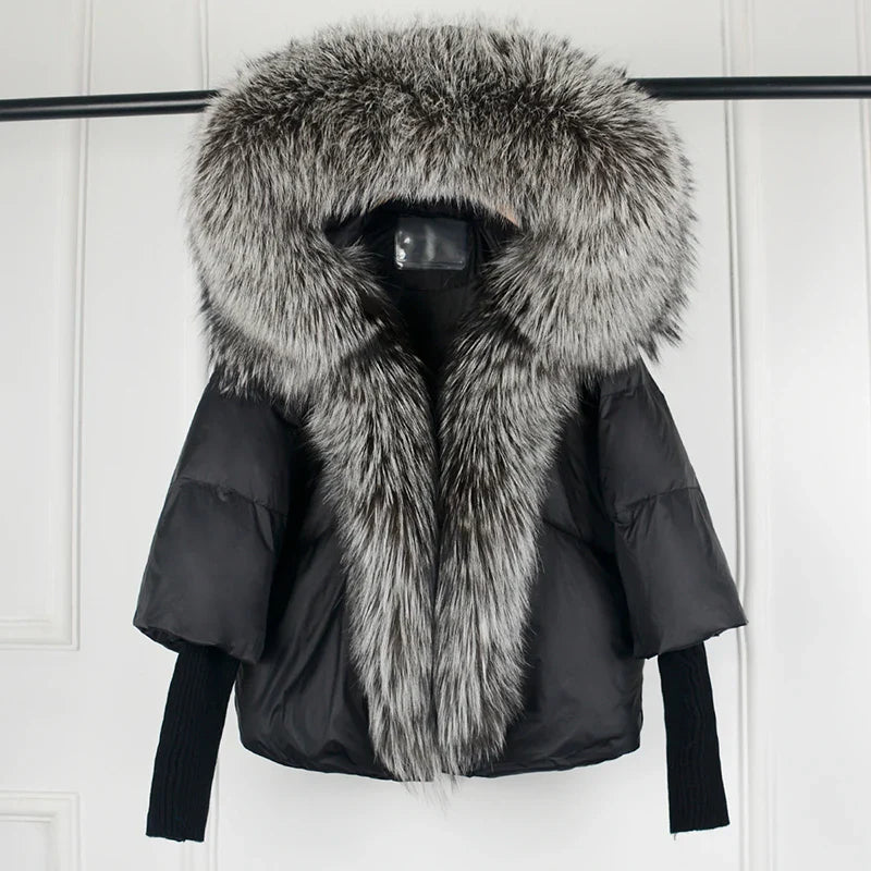 Easy Comfort Style Winter Women Warm White Duck Down Jacket Loose Hood Coats