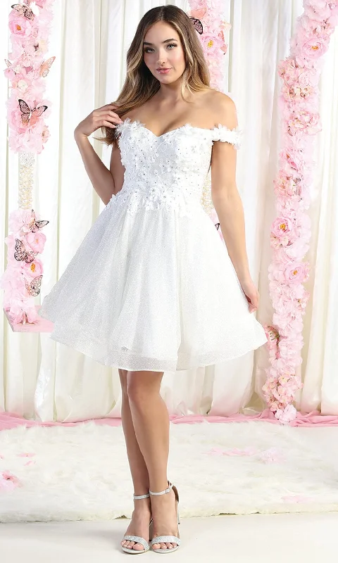 Relaxed Chic May Queen MQ1854 - Applique Off Shoulder Cocktail Dress