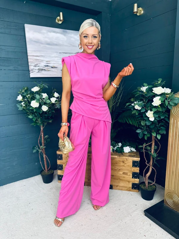 Easy-to-Wear Morgan Top And Trouser Set Pink
