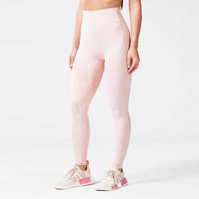 Soft Touch Code Asymmetric Graphic Leggings - Peach Whip
