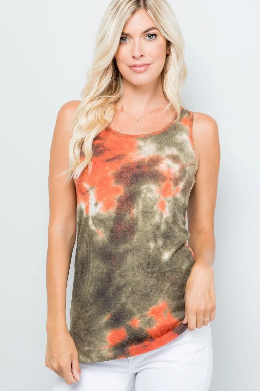 Versatile Casuals Celeste Full Size Backside Bow Tie Tie Dye Tank