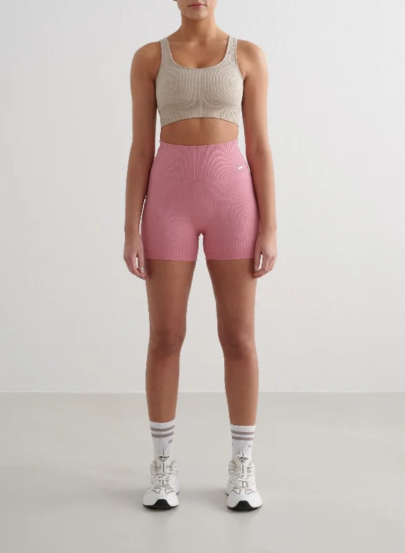 Relaxed Fashion Desert Rose Ribbed Seamless Midi Biker Shorts
