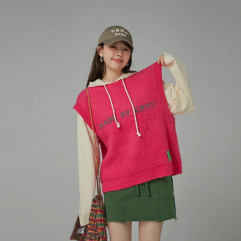Sporty Comfort I Know Best Round Loose Fit Sleeveless Knit Vest