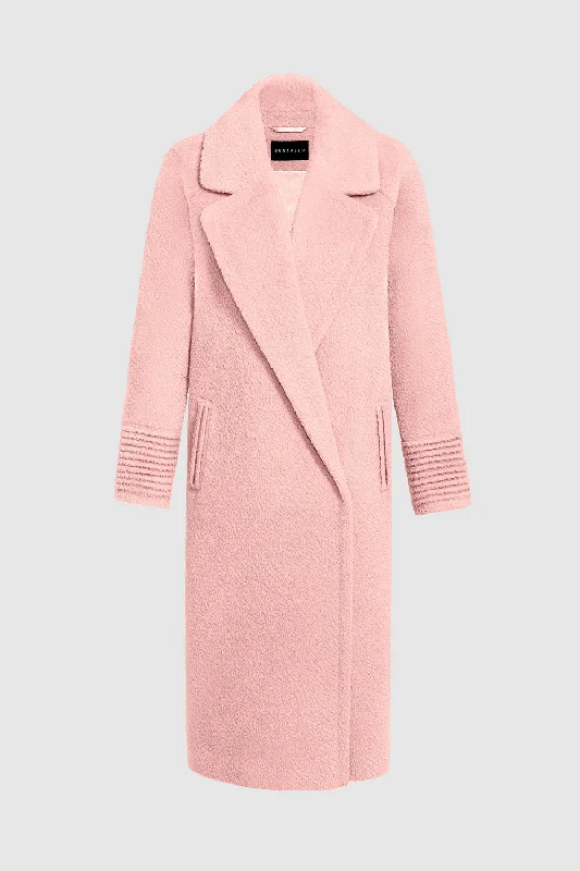 Versatile Casuals Bouclé Alpaca Long Raglan Sleeve Notched Collar Coat