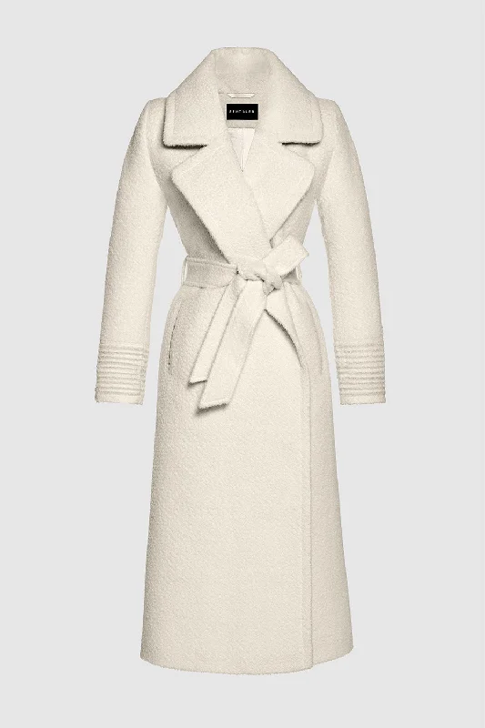 Sporty Comfort Bouclé Alpaca Long Notched Collar Wrap Coat