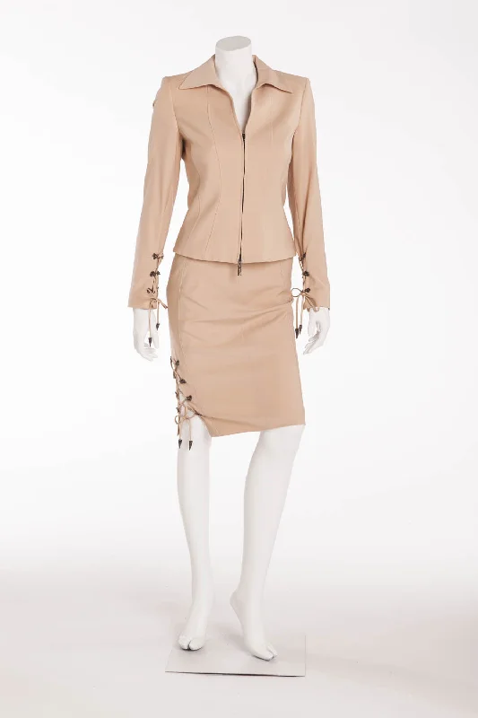 Relaxed Dresses Versace - 2PC Tan Blazer with Pencil Skirt Suit - IT 38
