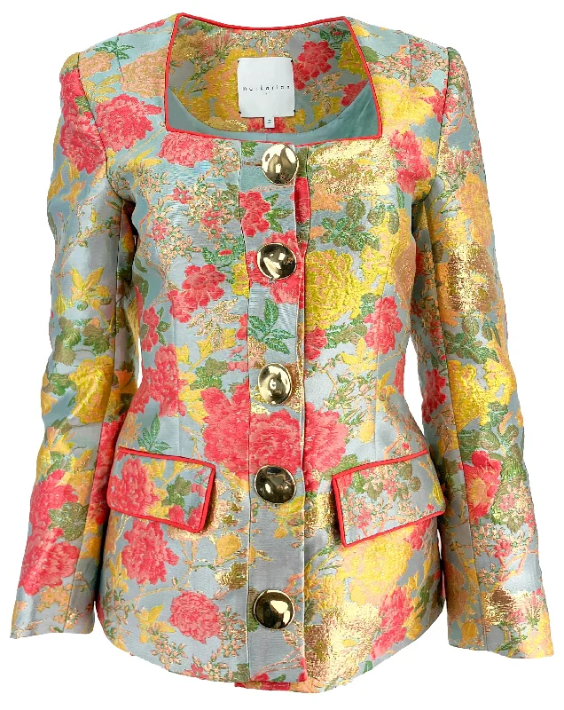 Cozy Lounge Wear Markarian Brocade Jacket in Floral Jacquard
