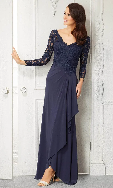 Light Dressing MGNY By Mori Lee - 72418 V-Neck Sheath Evening Dress