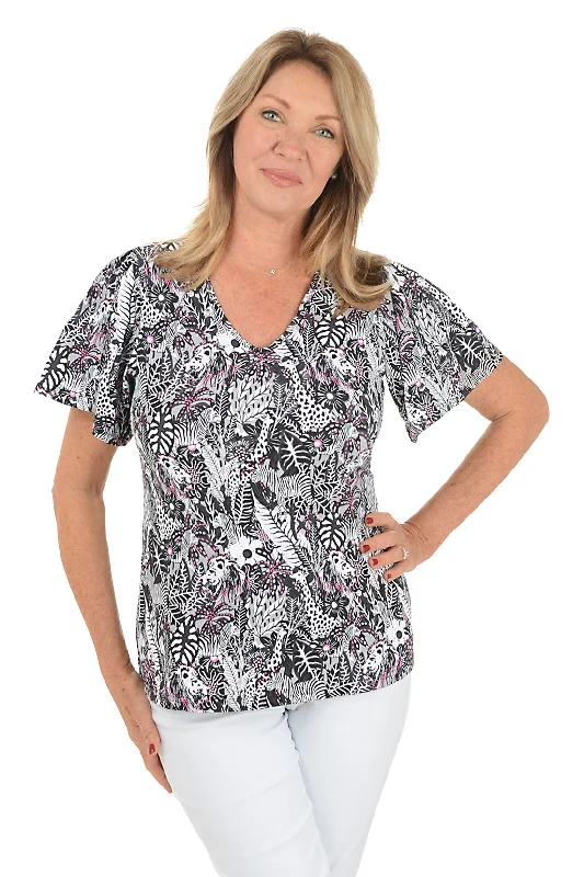 Effortless Dressing Jungle Safari UPF50+ Flutter Sleeve Top