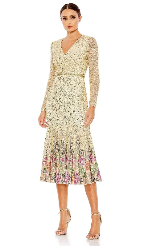 Trendy Wear Mac Duggal A5589 - Long Sleeve Sequin Cocktail Dress