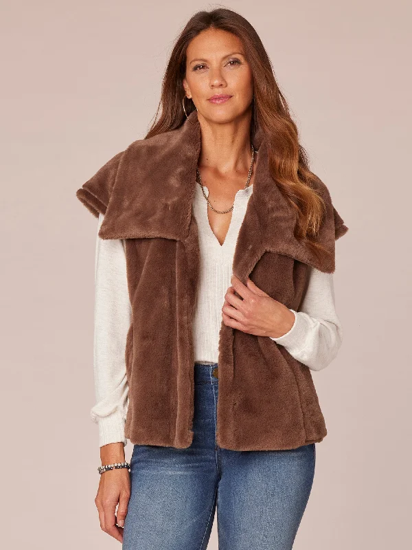 Trendy Dresses Cap Sleeve Wide Shawl Collar Knit Vest with Princess Seaming