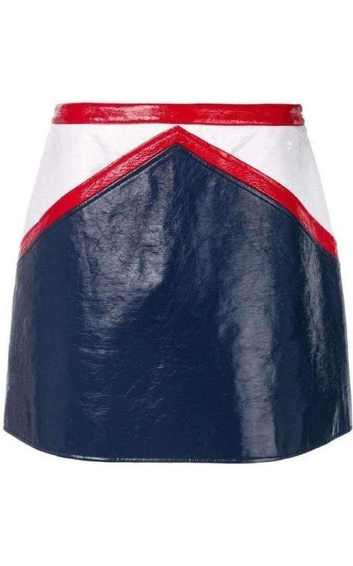 Cozy Pants Blue and White Vinyl Mini Skirt