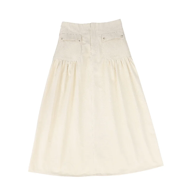 Trendy Dresses VALENTINA TAN DENIM DROP WAIST SKIRT