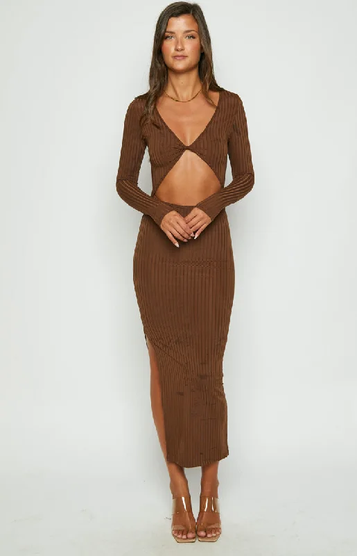 Everyday Outfits Hailey Cut Out Midi Brown