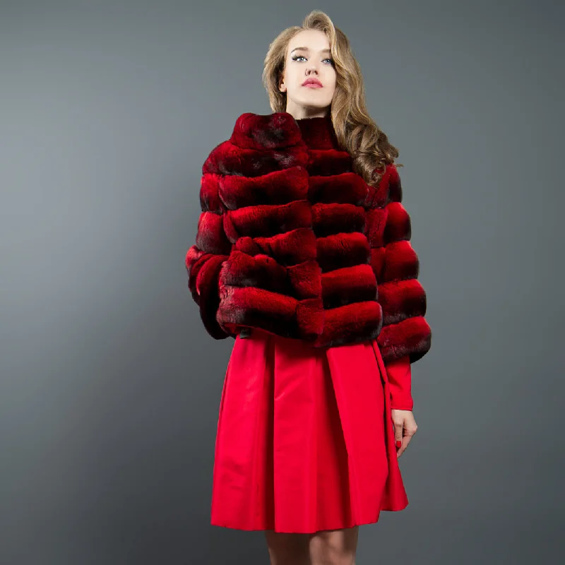 Trendy Dresses Fur Jacket Red Iconic Chinchilla