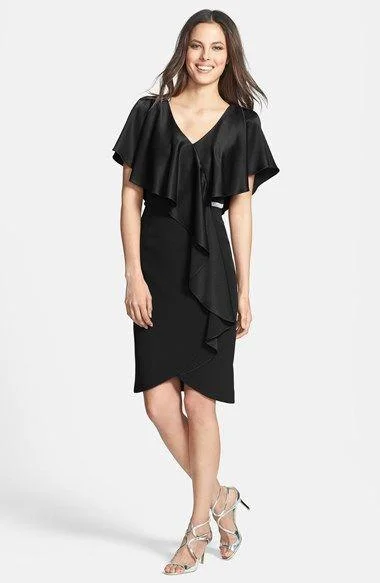 Versatile Style Alexander by Daymor - 609 Drape Short Sleeve V Neckline Cocktail Dress