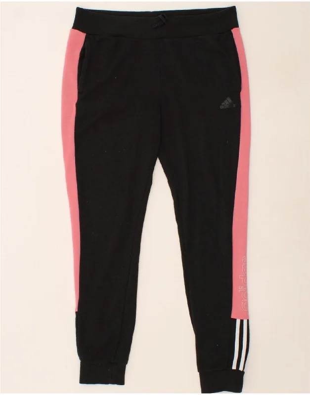 Weekend Wear ADIDAS Womens Tracksuit Trousers Joggers UK 16/18 Large Black Colourblock Weekend Wear ADIDAS Womens Tracksuit Trousers Joggers UK 16/18 Large Black Colourblock