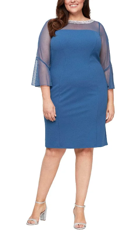 Comfy Pants Alex Evenings 460146 - Beaded Illusion Neckline Cocktail Dress