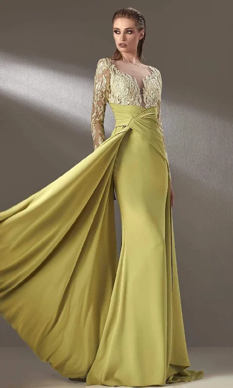 Elegant Fit MNM Couture - K3893 Long Sleeves Sheath Evening Dress