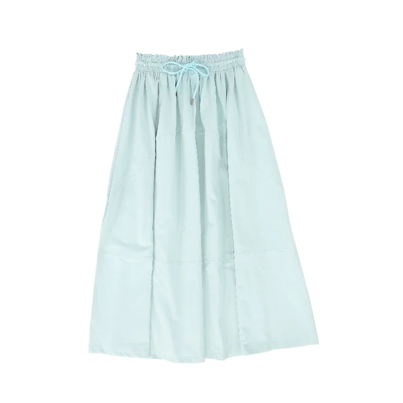 Comfy Dress C-18647-Seam Detail Maxi Skirt -Light Blue