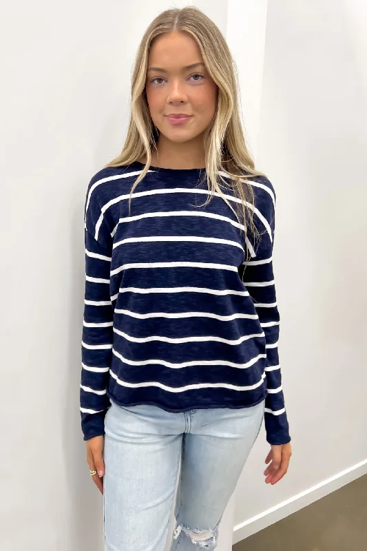 Soft Textures Minnie Top Navy White Stripe