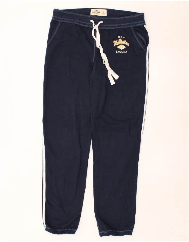 Comfortable Fashion HOLLISTER Womens Tracksuit Trousers Joggers UK 16 Large  Navy Blue Cotton