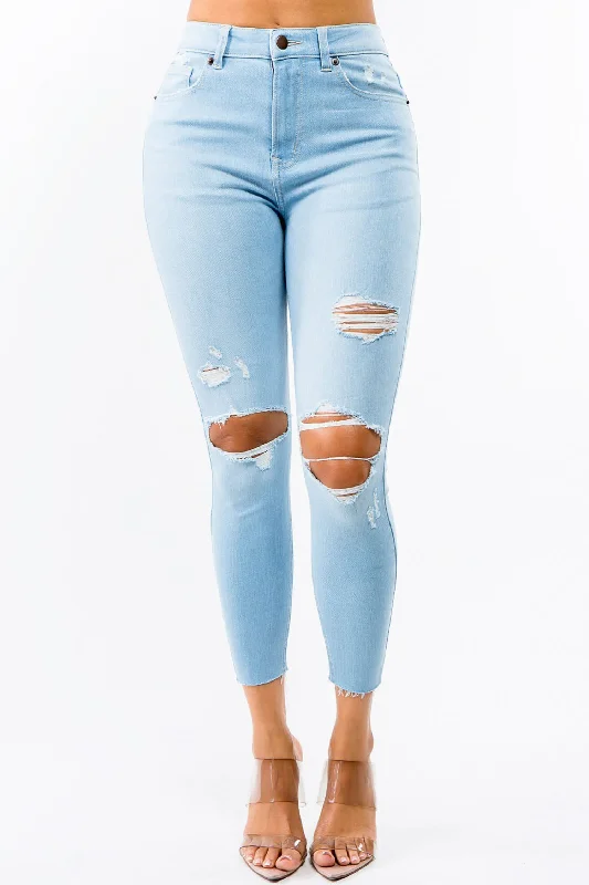 Everyday Comfort Women's Essential High Rise Distressed Skinny Jeans