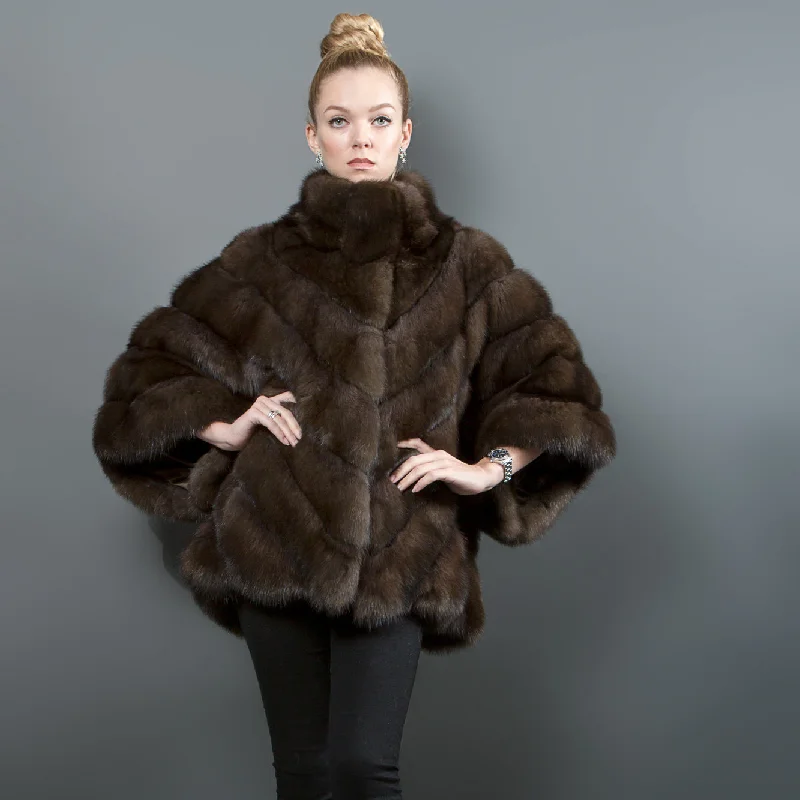 Relaxed Dresses Russian Sable fur Poncho iconic