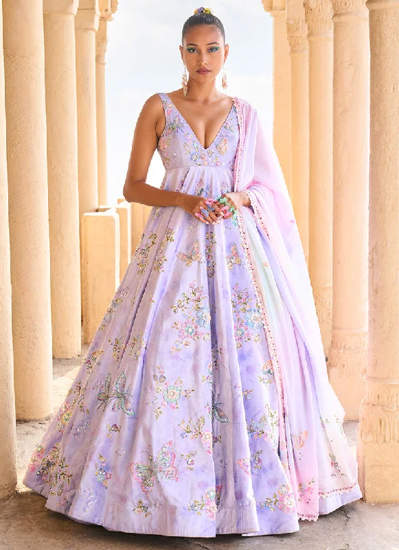Comfortable Tops Periwinkle Embellished Velvet Anarkali Gown