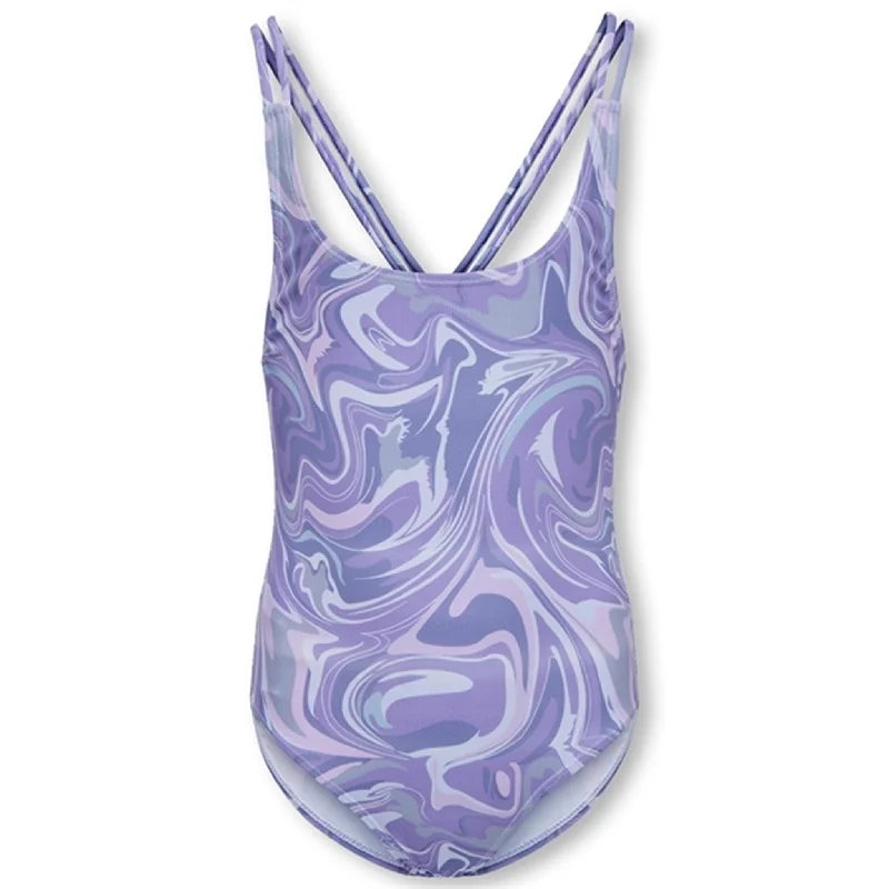 Easygoing Fashion Kids ONLY Purple Rose Caroline Tie Dye Swimsuit