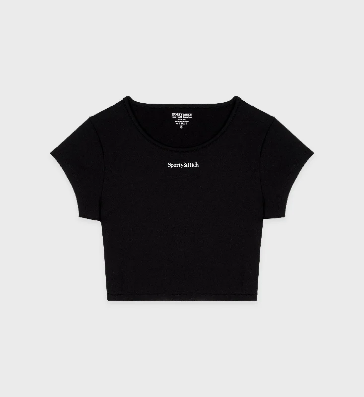 Cozy Knits Serif Logo Training Tee - Black/White