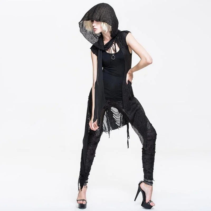 Elegant Wear Women's Distressed Cowl With Lacing