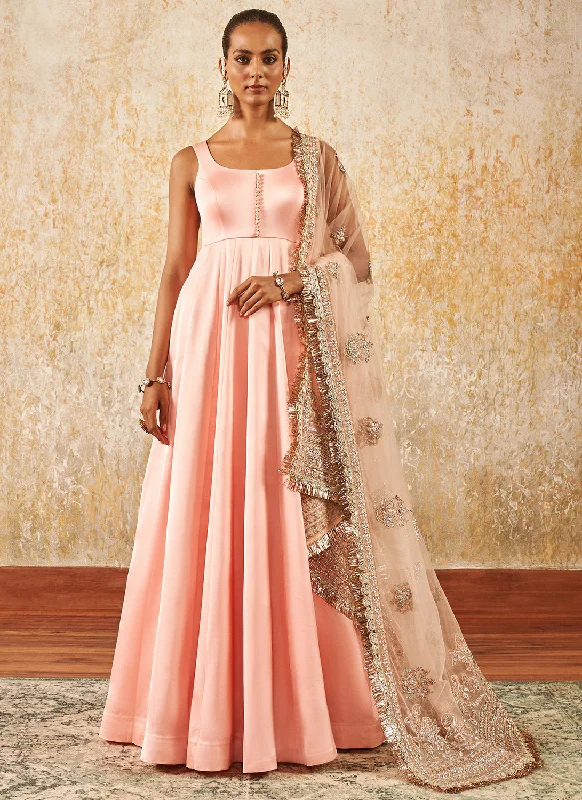 Cozy Lounge Wear Blush Pink Embroidered Anarkali