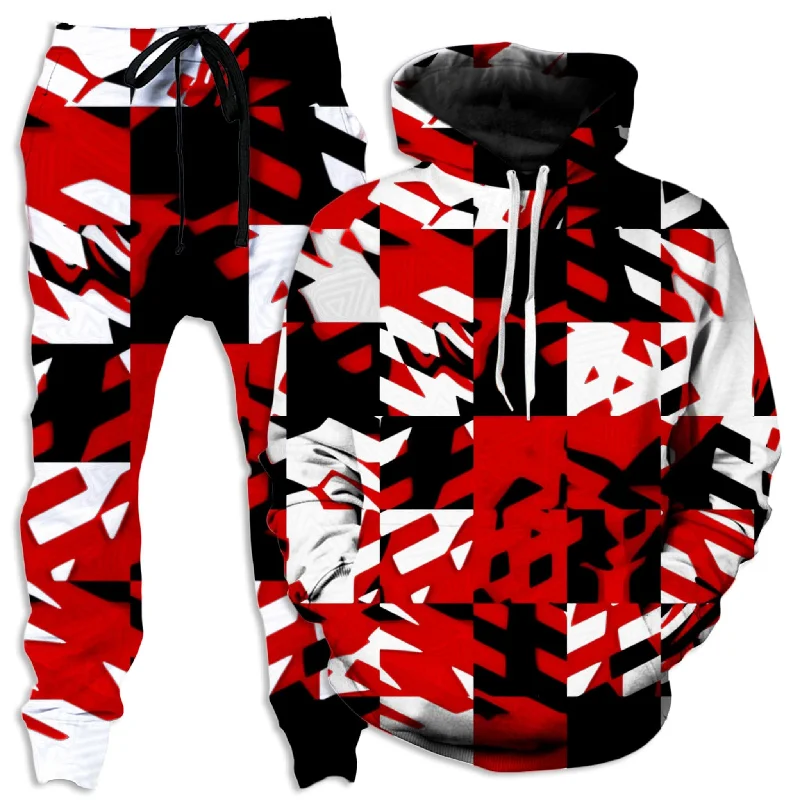 Cozy Apparel Red Digital Hoodie and Joggers Combo