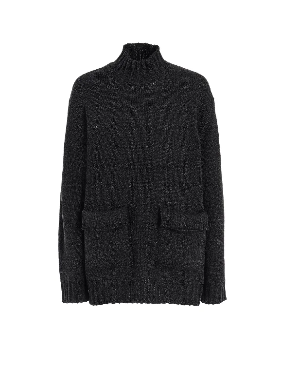 Stylish Ease BULKY WOOL BIG POCKET HIGH NECK KNIT