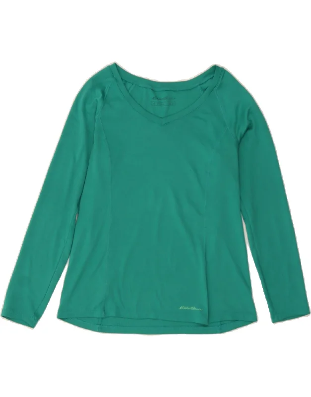 Elegant Wear EDDIE BAUER Womens Top Long Sleeve UK 12 Medium Green Polyester
