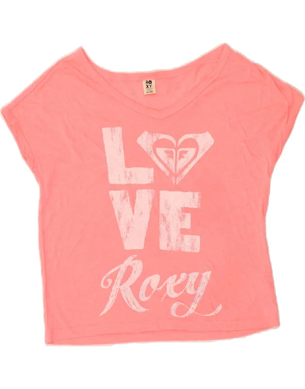 Simple Comfort ROXY Womens Oversized Graphic T-Shirt Top UK 6 XS Pink Polyester